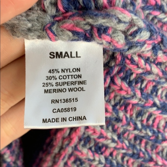 Revolve One Grey Day Striped Knit Pullover Wool Colorblock Thick Sweater sz S - Picture 6 of 7